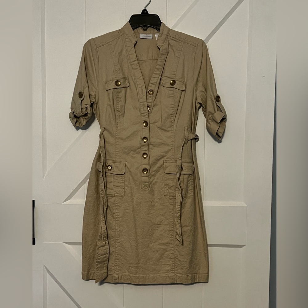 Linen blend Khaki mini dress Size L